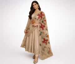 Embellished Hand painted pure organza dupatta